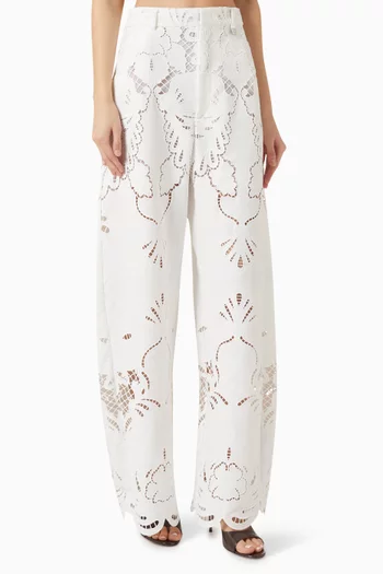 Cut-out Wide-leg Pants in Lace