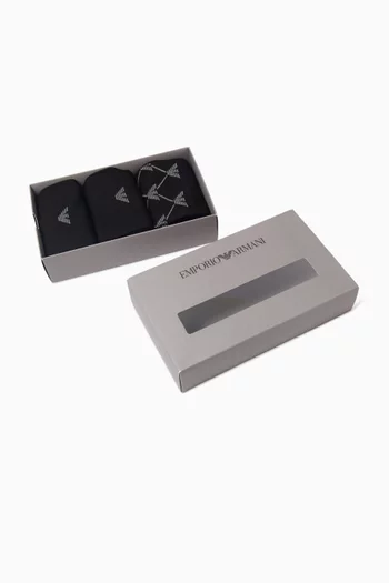 طقم جوارب متوسطة الطول بشعار الماركة، 3 أزواج