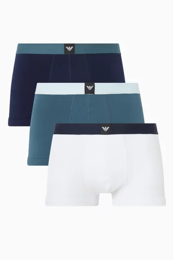 Logo Label Boxer Briefs in Stretch Cotton, Set of 3