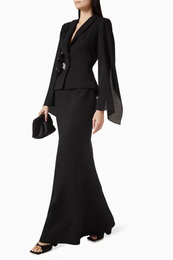 فستان ليرايل طويل بنمط معطف