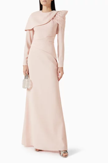 فستان زيرا طويل مزين بتطريزات