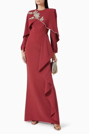 فستان جاسمين طويل مزين بتطريزات