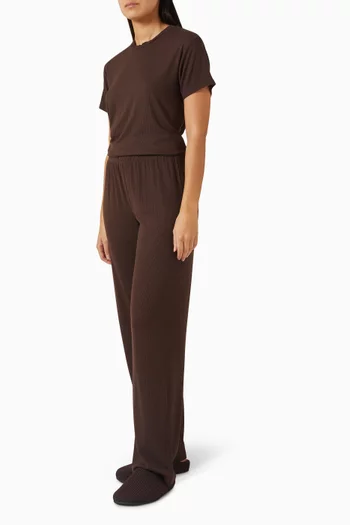 تي شيرت بقصة بويفريند قطن ومودال