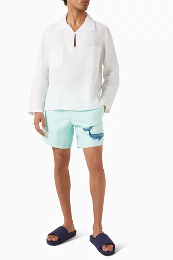 Embroidered Whale Swim Shorts