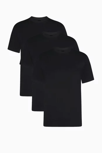 طقم تي شيرت بلا أكمام بقصة ضيقة قماش مطاطي، 3 قطع