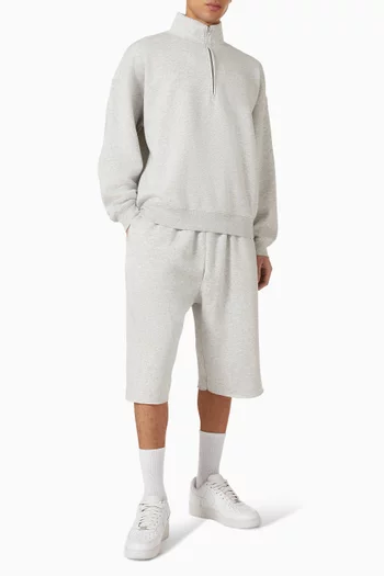 سويت شيرت بسحّاب قصير صوف قطني