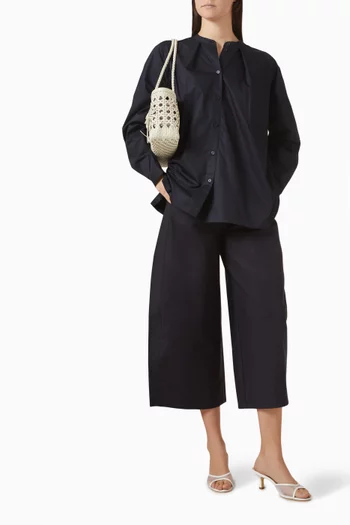 Crop Barrel-leg Pants in Cotton