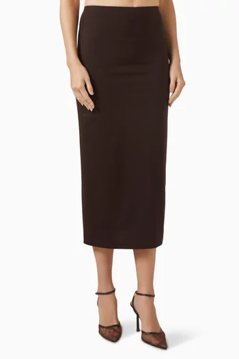 تنورة متوسطة الطول جيرسيه بقصة مستقيمة