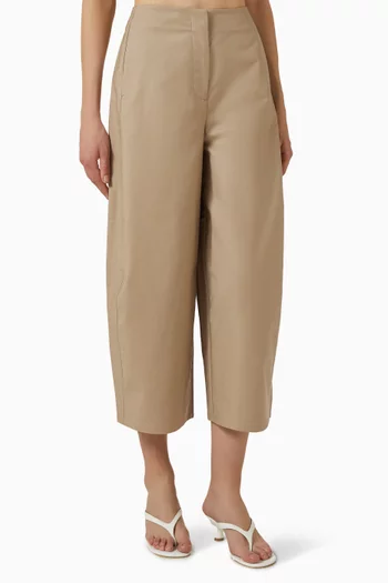 Crop Barrel-leg Pants in Cotton
