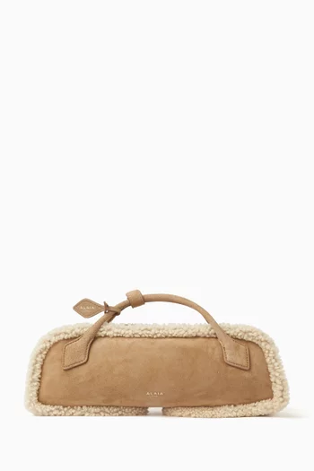 Le Teckel Clutch Bag in Suede & Shearling