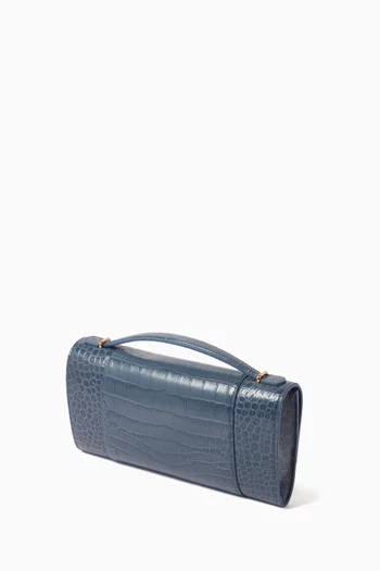 Hourglass Pochette in Croc-embossed Leather