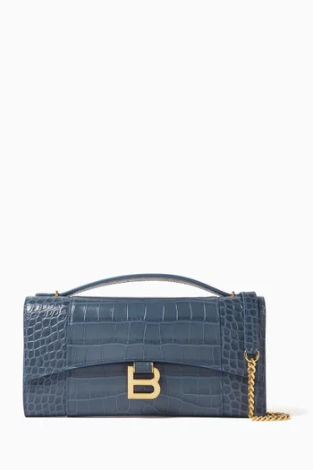 Hourglass Pochette in Croc-embossed Leather