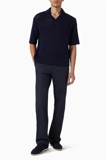 Net Stitch Polo Shirt in Cotton
