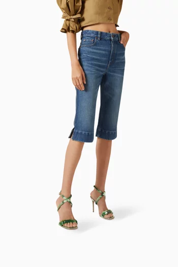 صندل مزين بالترتر بكعب 95 مم جلد لامع