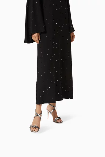 صندل مزين بالترتر بكعب 95 مم جلد لامع