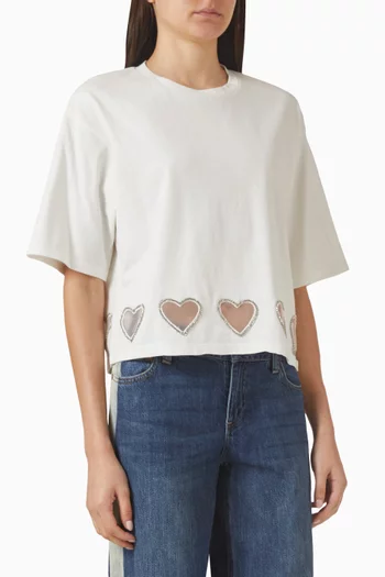 Evan Oversized Crop T-shirt in Cotton Poplin