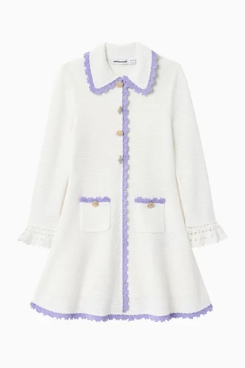 Contrast Trim Dress in Pointelle Knit