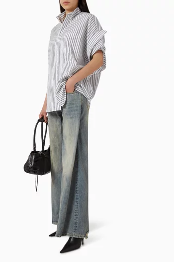 Tucked Sleeve Shirt in Cotton-poplin