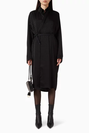 فستان بتصميم ملفوف وقصة واسعة فيسكوز وجاكار