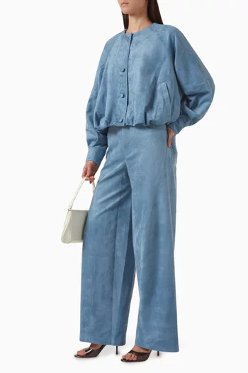 بنطال روستيكان بقصة ساق واسعة شمواه