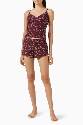 شورت بيجاما بنقشة مزيج قطن