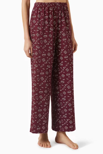 Wide-leg Pyjama Pants in Cotton Blend