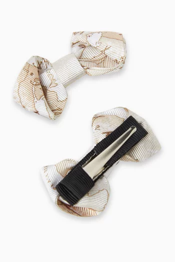 Map-print Bow Clips