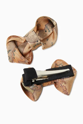 Map-print Bow Clips