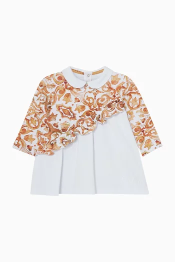 فستان بياقة بيتر بان وطبعة