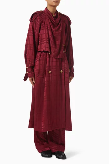 Check Trench Coat in Silk