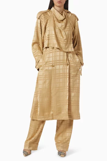 Check Trench Coat in Silk