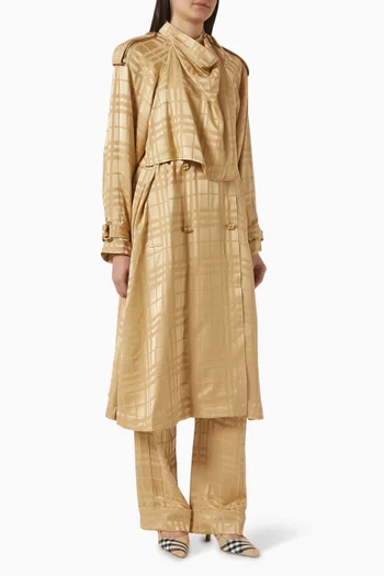 Check Trench Coat in Silk