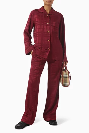 بنطال بيجاما بيوني بنقشة مربعات