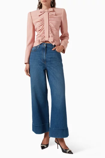 جاكيت قصير بعقد صوف حرير