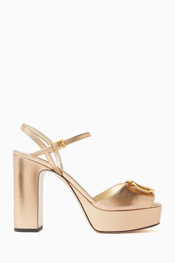 VLogo Signature Platform Sandals in Laminated Nappa Leather