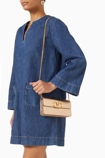 VLogo Wallet on Chain in Metallic Leather