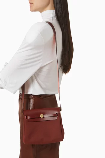 Unused Mini Herbag in Toile & Hunter Leather