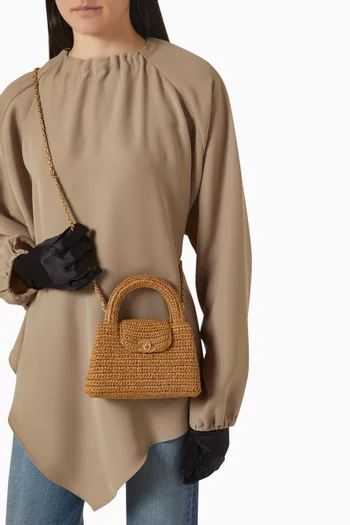 Unused Mini Shopping Bag in Braided Raffia