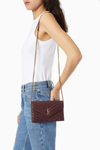 Cassandre Envelope Chain Wallet in Grain de Poudre Leather