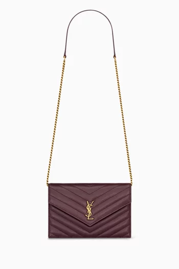 Cassandre Envelope Chain Wallet in Grain de Poudre Leather