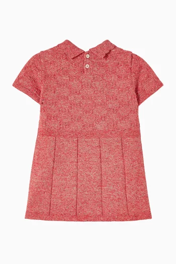 فستان بياقة بولو وطيّات منسوج 