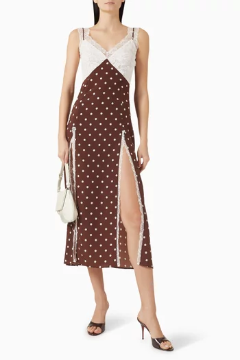 Polka-dot Lace Midi Dress