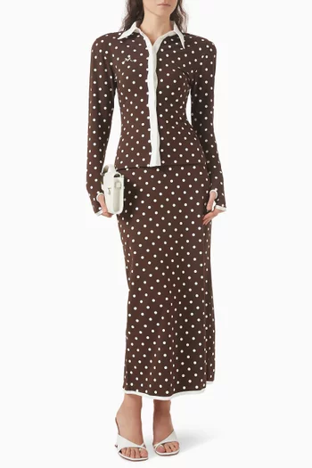 تي شيرت بولو بنقشة منقطة