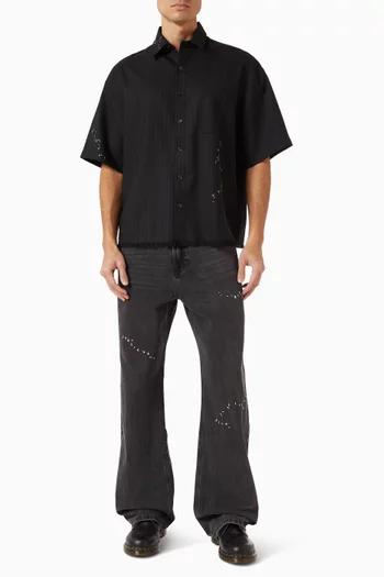 قميص جومباه مخطط مزيج صوف