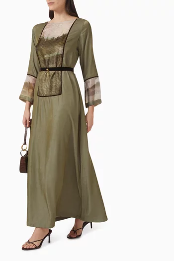 قفطان بحزام ونقشة فيسكوز