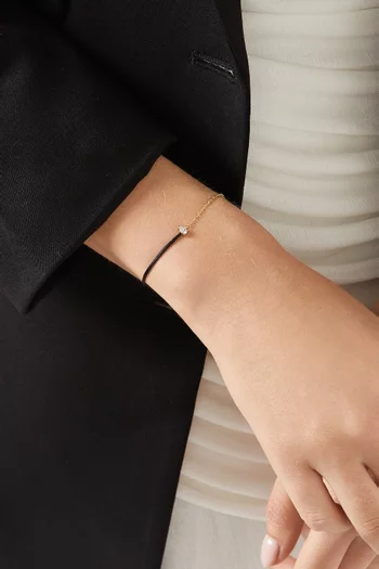 سوار بتصميم خيط مزين بماسة على شكل كمثرى ذهب عيار 18