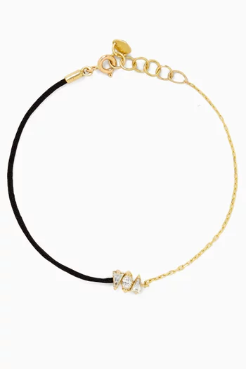 سوار بتصميم خيط مزين بماس مستطيل ذهب عيار 18