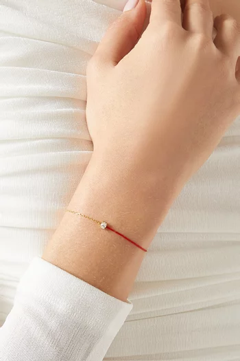 سوار بتصميم خيط مزين بماسة مستديرة ذهب عيار 18