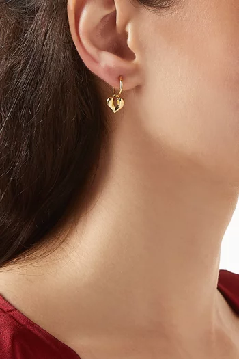 Molten Heart Charm Hoop Earrings in 18kt Gold Vermeil