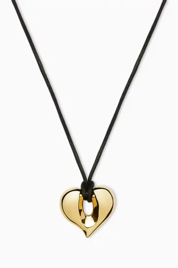 Molten Heart Pendant Cord Necklace in 18kt Gold-plated Brass